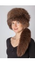 Brown fox fur hat with tail